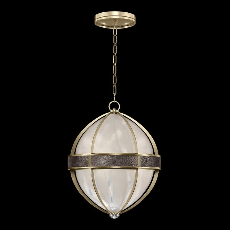 Mirage 18.75″W Round Pendant Soft Gold Leaf/Nickel/Pebble