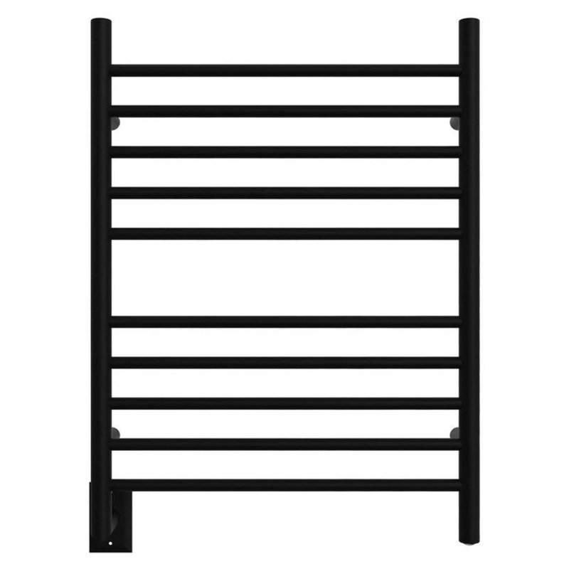 Towel Warmer Radiant 10 Bar Left Straight Hardwire/Plug-In 512 BTU 24 x 32 Inch Matte Black 304 Stainless Steel