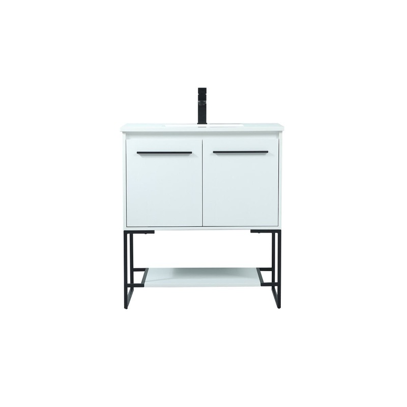 Vanity Sink Set from the Sloane Collection in White Finish by Elegant Lighting