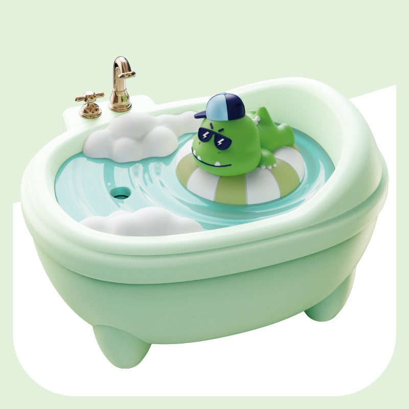 Adorable Bathtub Humidifier with Colorful Night Light – USB-C, 340ml, Auto Shut-Off(Green Dragon)