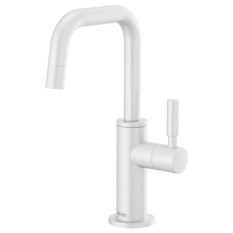 Beverage Faucet Jason Wu for Brizo 1 Lever ADA Matte White Square 360 Degree Swivel 1 Hole Diamond Seal 1.5 Gallons per Minute