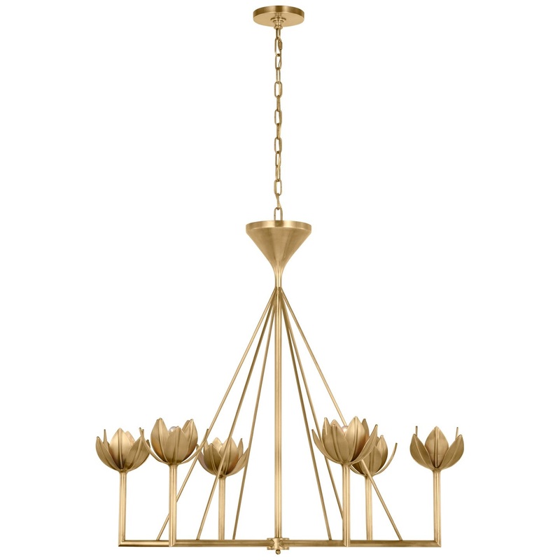 LED Chandelier from the Alberto Collection in Antique-Burnished Brass Finish by Visual Comfort Signature