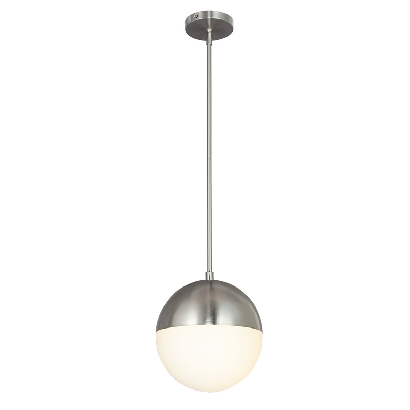 LED Pendant from the Ion Collection in Brushed Nickel Finish by Justice Designs