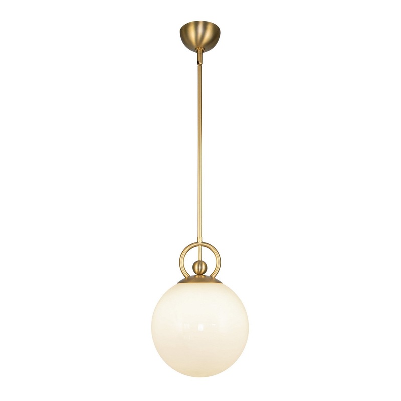 One Light Pendant from the Fiore Collection in Brushed Gold/Glossy Opal Glass Finish by Alora