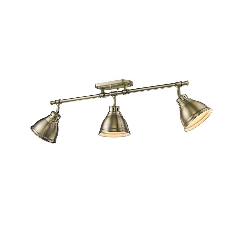 Three Light Semi-Flush Mount from the Duncan Collection in Aged Brass Finish by Golden