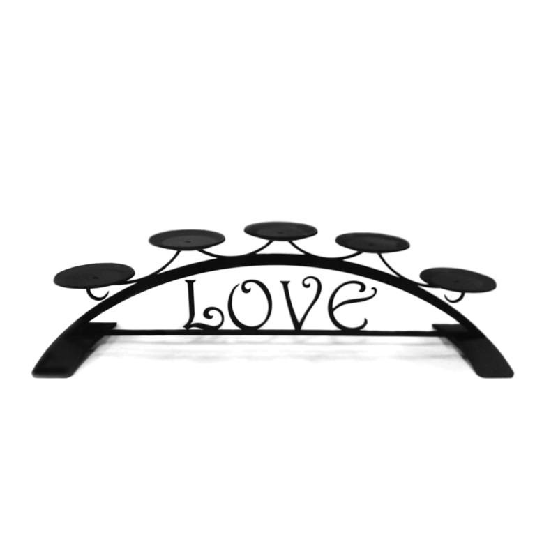 Village Wrought Iron C-PLB-272 Love Table Top Pillar Candle Holder