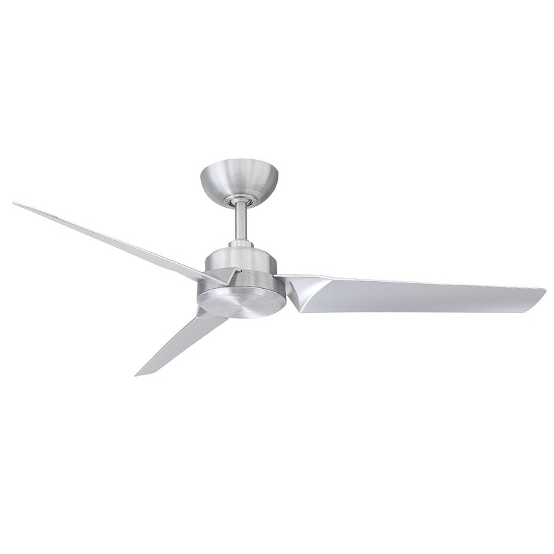 3-blade Roboto Ceiling Fan by Modern Forms Fans (Wet Rated) 52″ Brushed Aluminum/Titanium