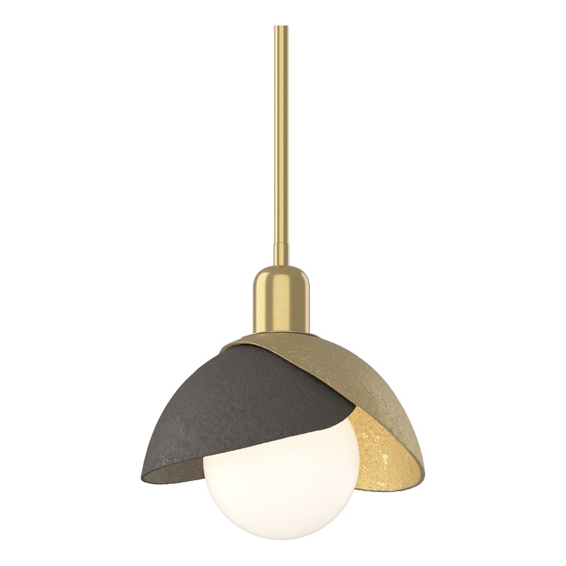 Brooklyn Double Shade Mini Pendant Modern Brass Dark Smoke
