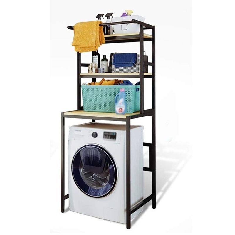 CARLA HOME 3-Tier Over Washing Machine Storage Rack Laundry Shelf Organizer for Bathroom or Toilet (Black)