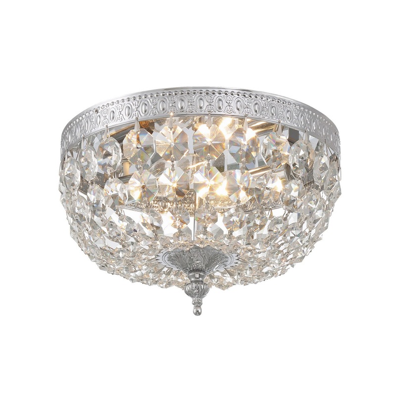 Crystorama 708-CH-CL-SAQ Ceiling Mount Two Light Flush Mount Polished Chrome