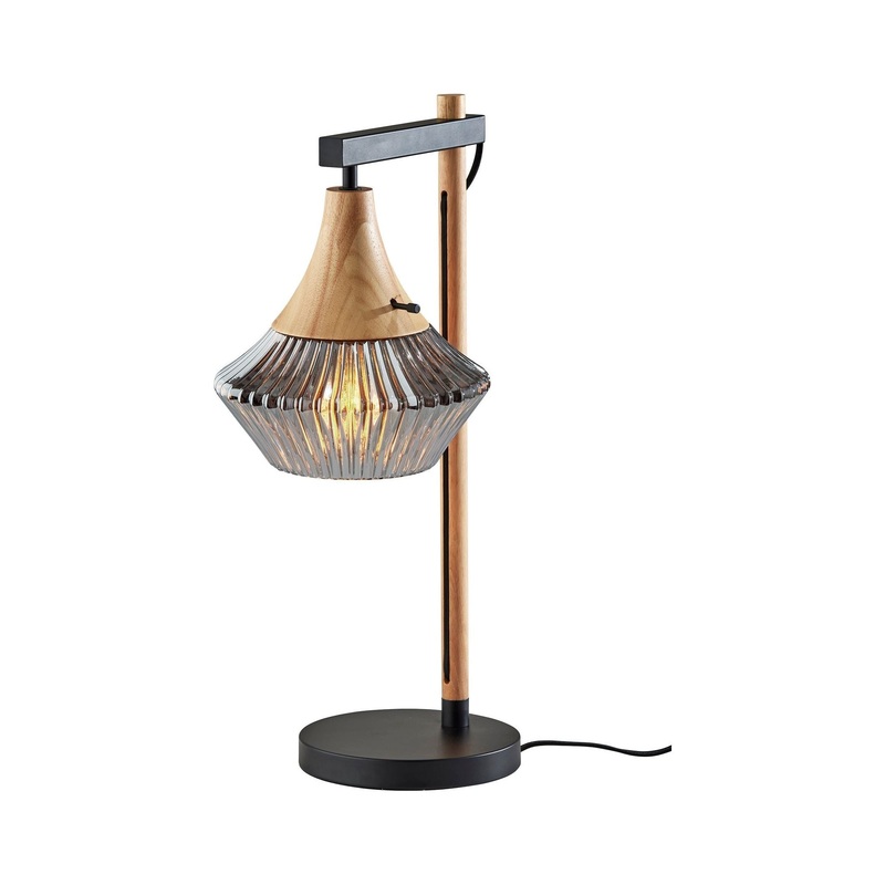 Elsie Table Lamp Black & Natural Wood
