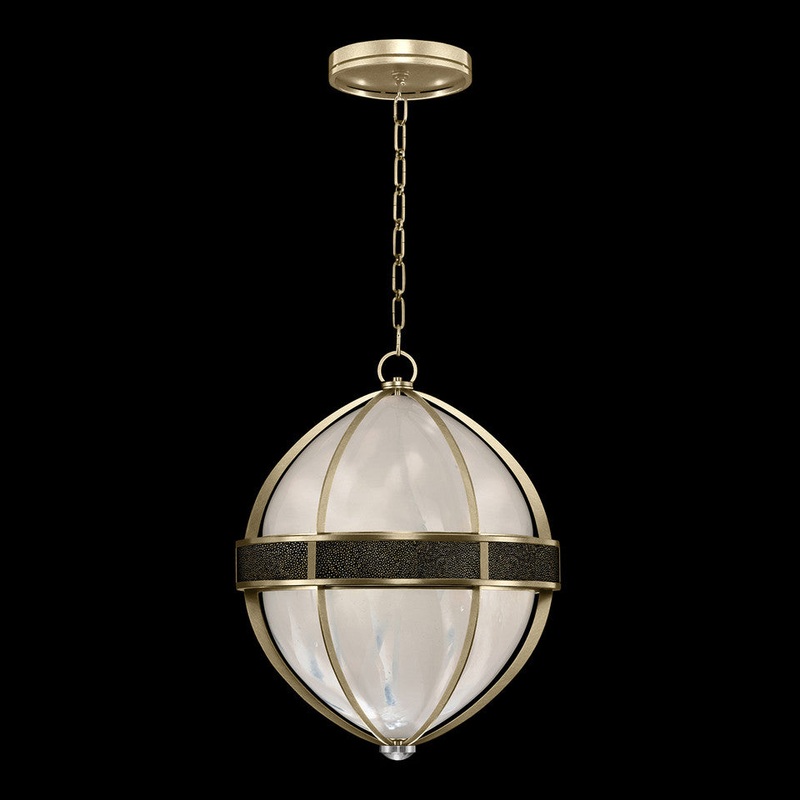 Mirage 18.75″W Round Pendant Soft Gold Leaf/Nickel/Black Knight