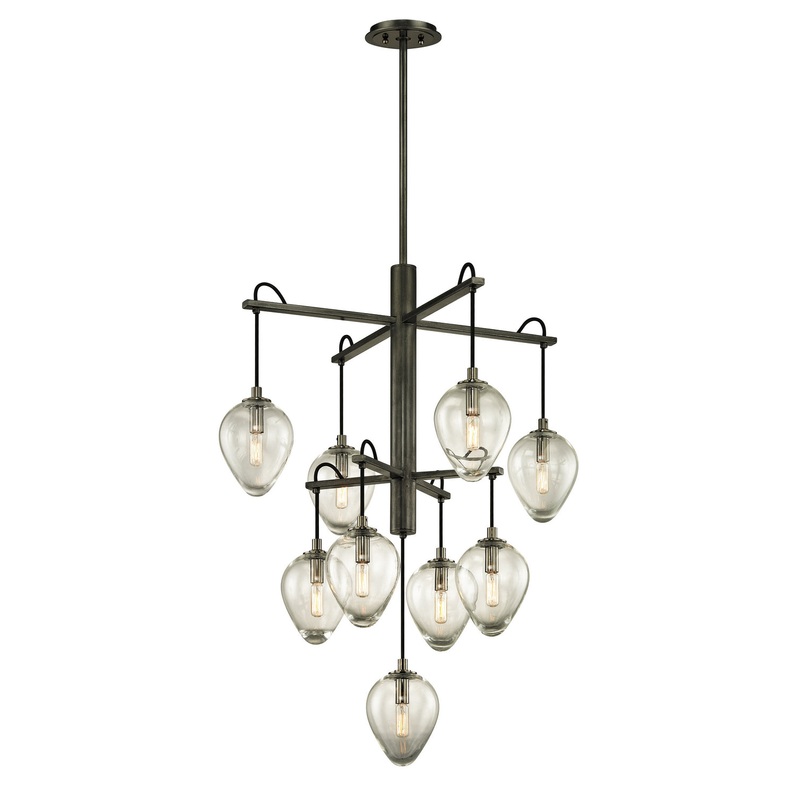 Nine Light Pendant from the Brixton Collection in Gun Metal With Smoked Chrome Finish by Troy Lighting