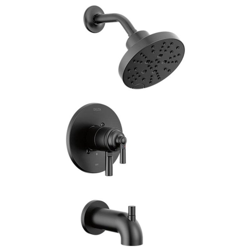 Tub and Shower Trim Monitor Saylor 17 Series 2 Lever Matte Black WaterSense ADA 1.75 Gallons per Minute