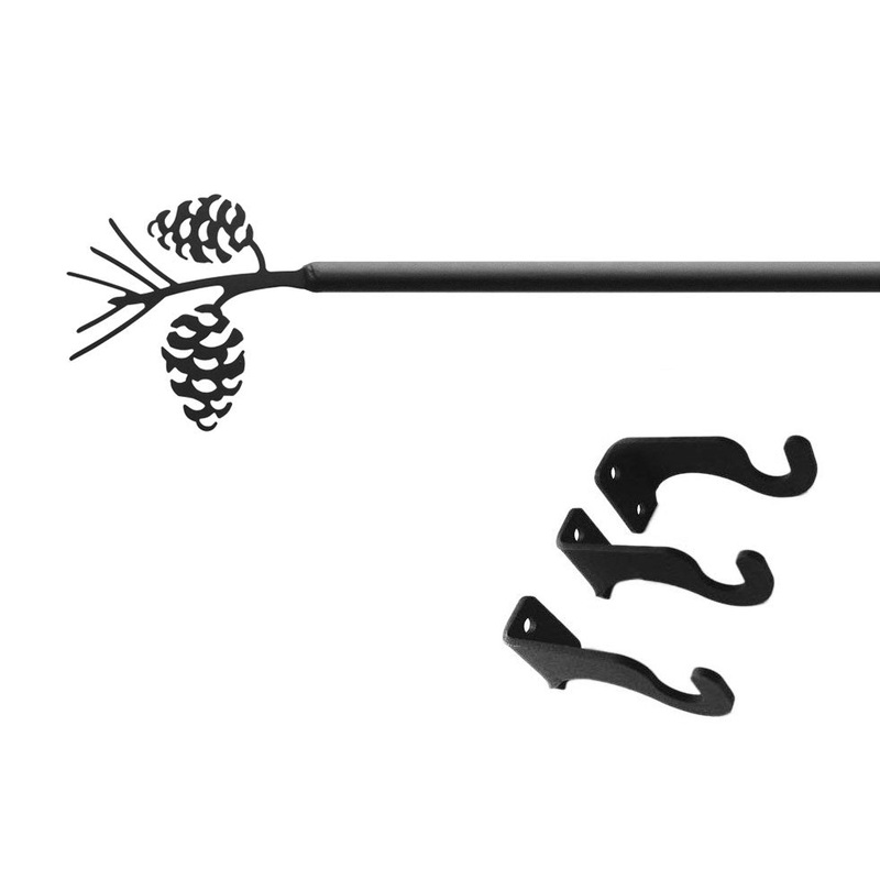 Village Wrought Iron CUR-89-60-S Pinecone Curtain Rod Med (Hardware is INCLUDED)