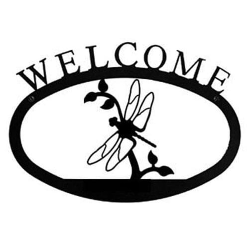 Village Wrought Iron WEL-71-L Dragonfly Welcome Sign Large