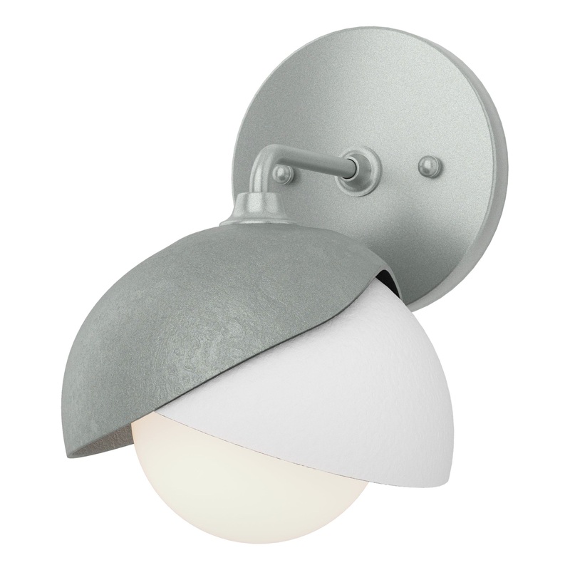 Brooklyn 1-Light Double Shade Bath Sconce Vintage Platinum White