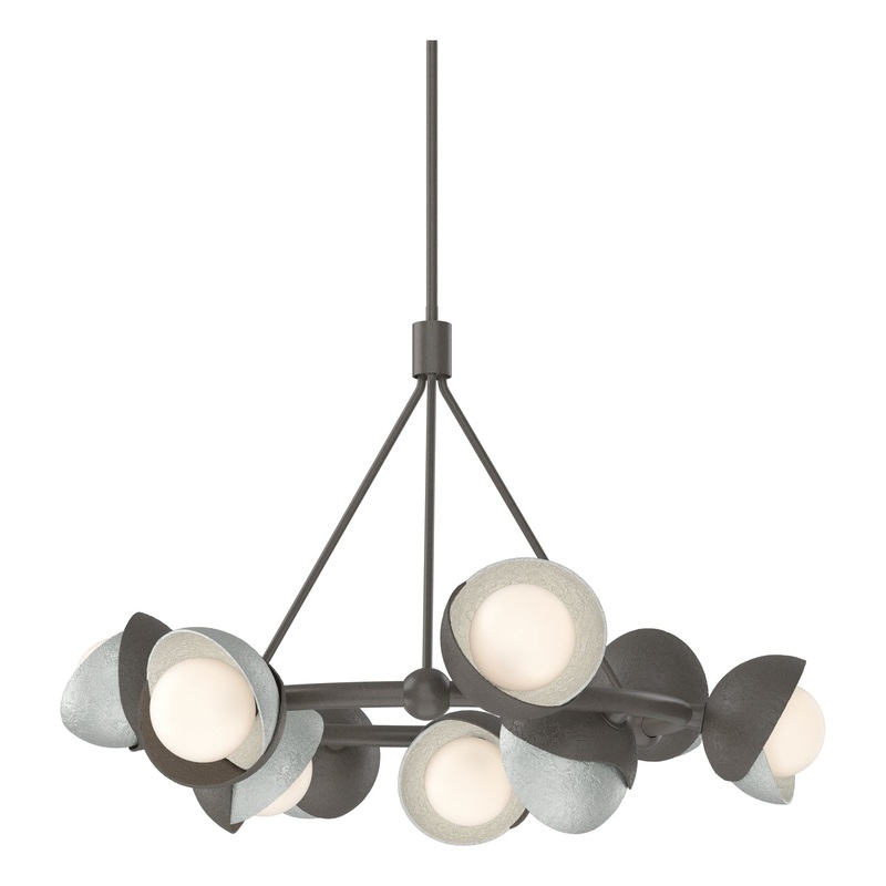 Brooklyn 9-Light Double Shade Ring Pendant Dark Smoke Vintage Platinum