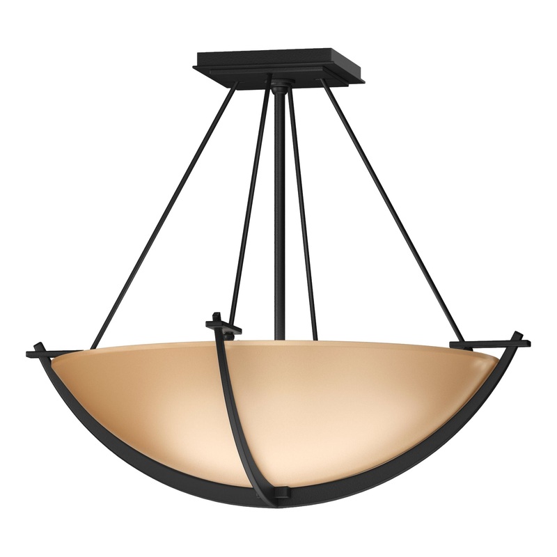 Compass Small Semi-Flush Black Sand Glass (SS)