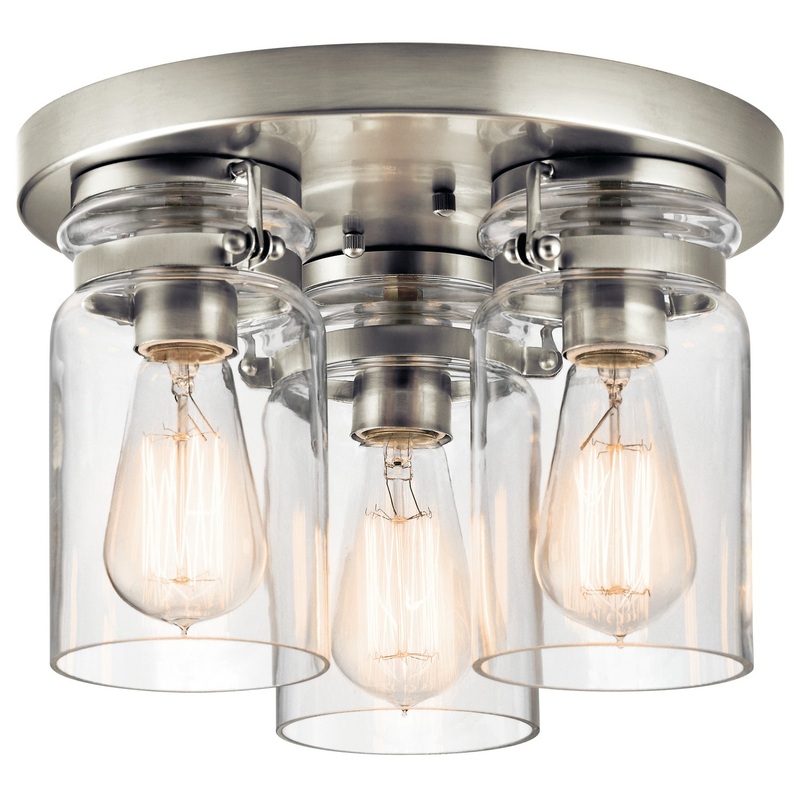 Kichler 42891NI Three Light Flush Mount, Brushed Nickel