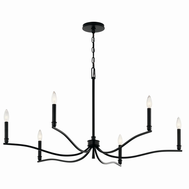 Kichler 52696BK Six Light Chandelier, Black
