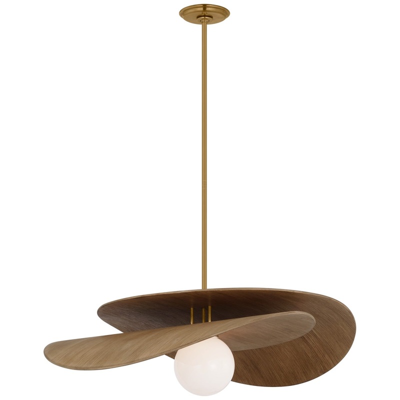 LED Pendant from the Mahalo Collection in Hand-Rubbed Antique Brass And Natural Oak Finish by Visual Comfort Signature