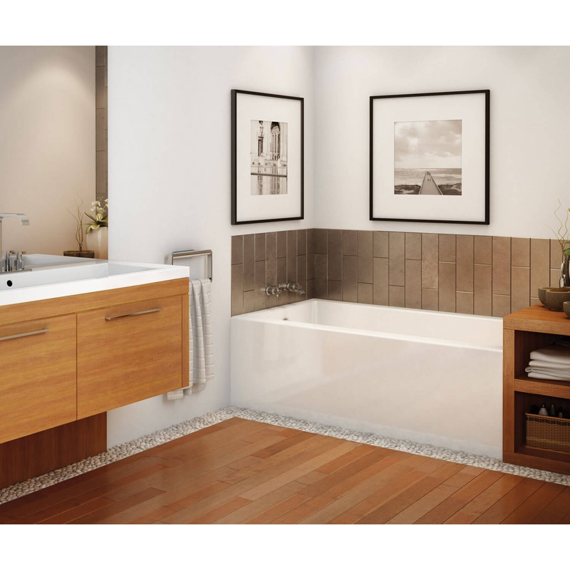 MAAX 105704-000-001-101 Rubix 6032 AFR Acrylic Alcove Left-Hand Drain Bathtub in White