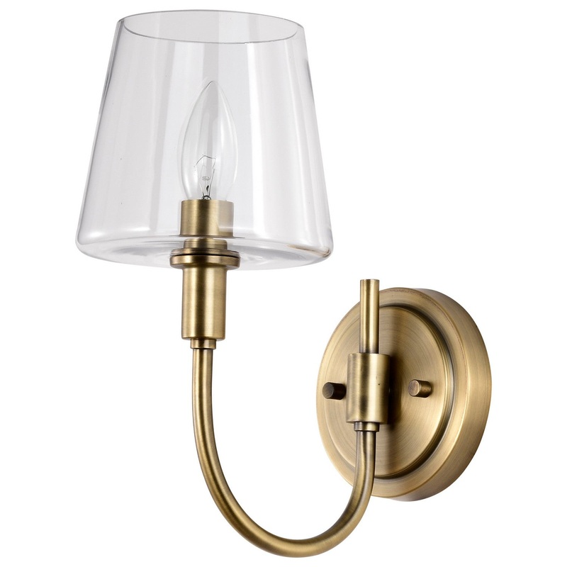 One Light Wall Sconce from the Brookside Collection in Vintage Brass Finish by Nuvo Lighting