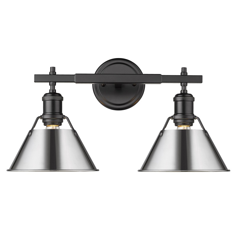 Orwell BLK 2 Light Bath Vanity in Matte Black with Chrome Shade