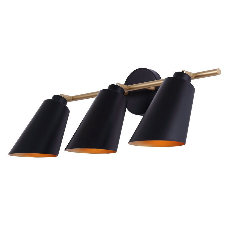 Rame 3-Light Vanity Matte Black and Gold