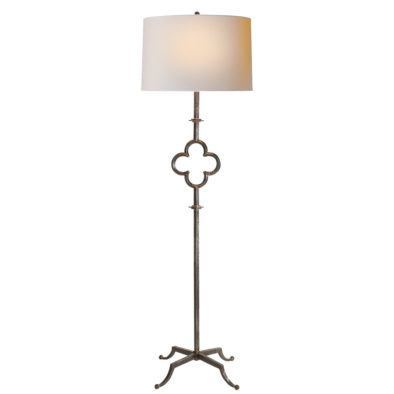 Two Light Floor Lamp from the Quatrefoil Collection in Aged Iron Finish by Visual Comfort Signature