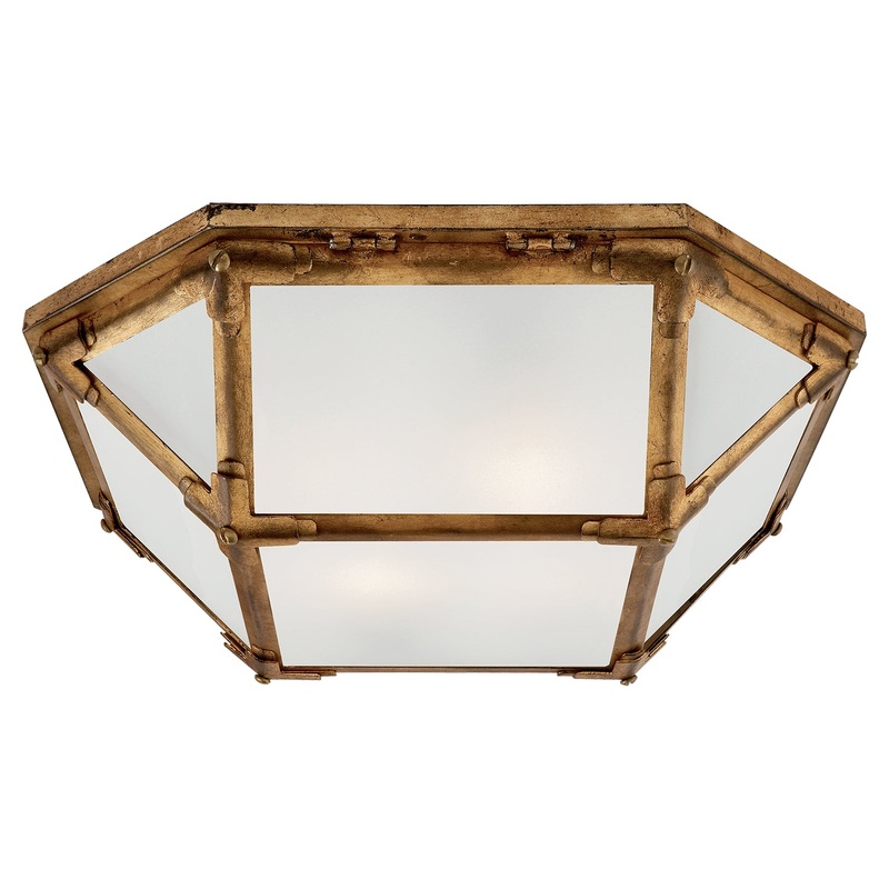 Two Light Flush Mount from the Morris Collection in Gilded Iron Finish by Visual Comfort Signature