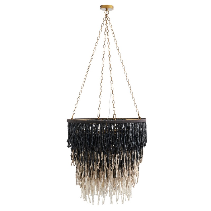 Arteriors 85024 Lizzy Five Light Chandelier Black, White and Gray