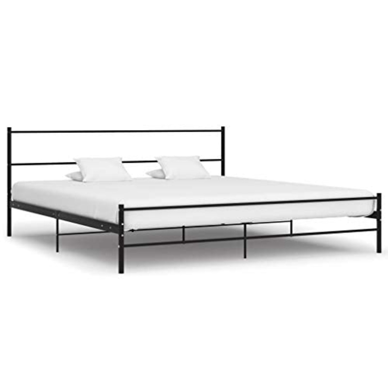 BIGTO – Struttura letto in metallo acciaio per camera da letto, 200 x 200 cm, colore: Nero