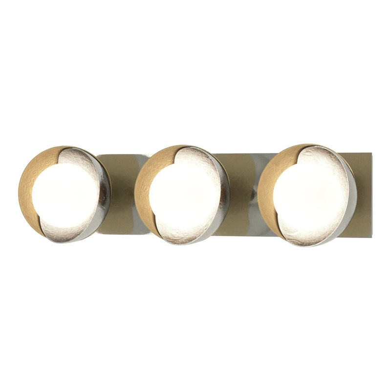 Brooklyn 3-Light Straight Double Shade Bath Sconce Sterling Modern Brass