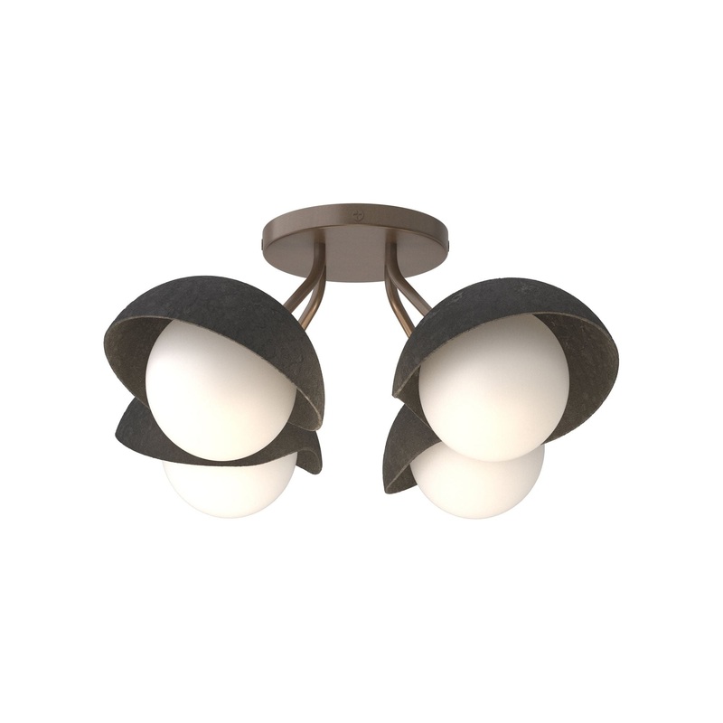 Brooklyn 4-Light Single Shade Semi-Flush Bronze Black