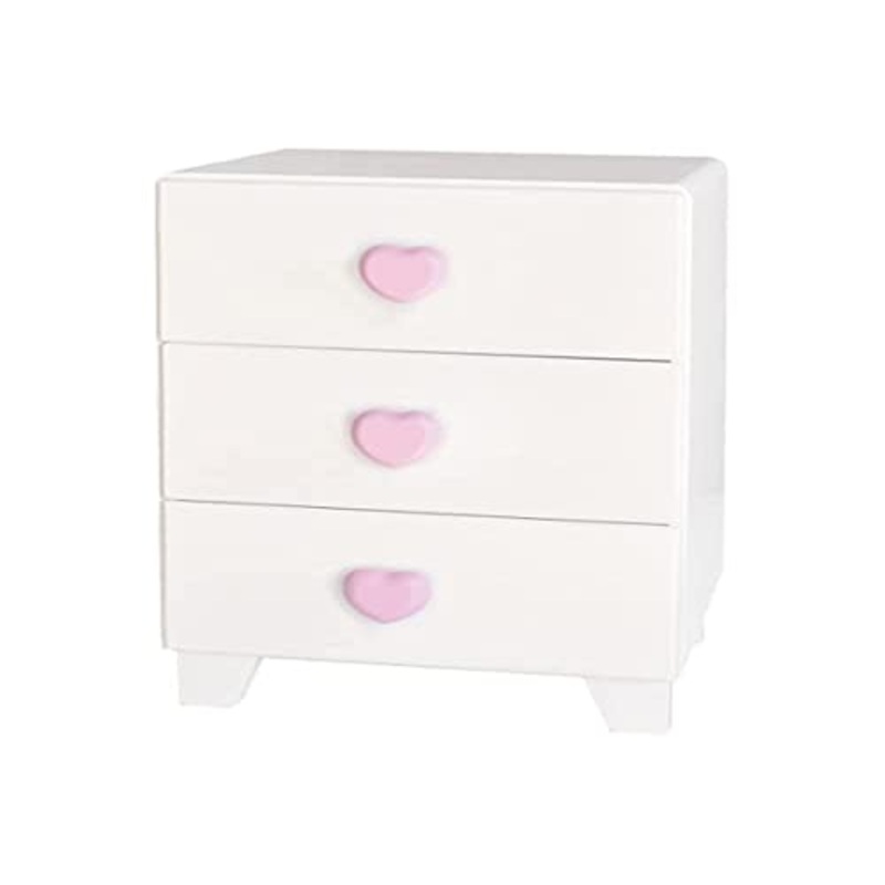 Comodino piccolo tre cassetti cuori rosi