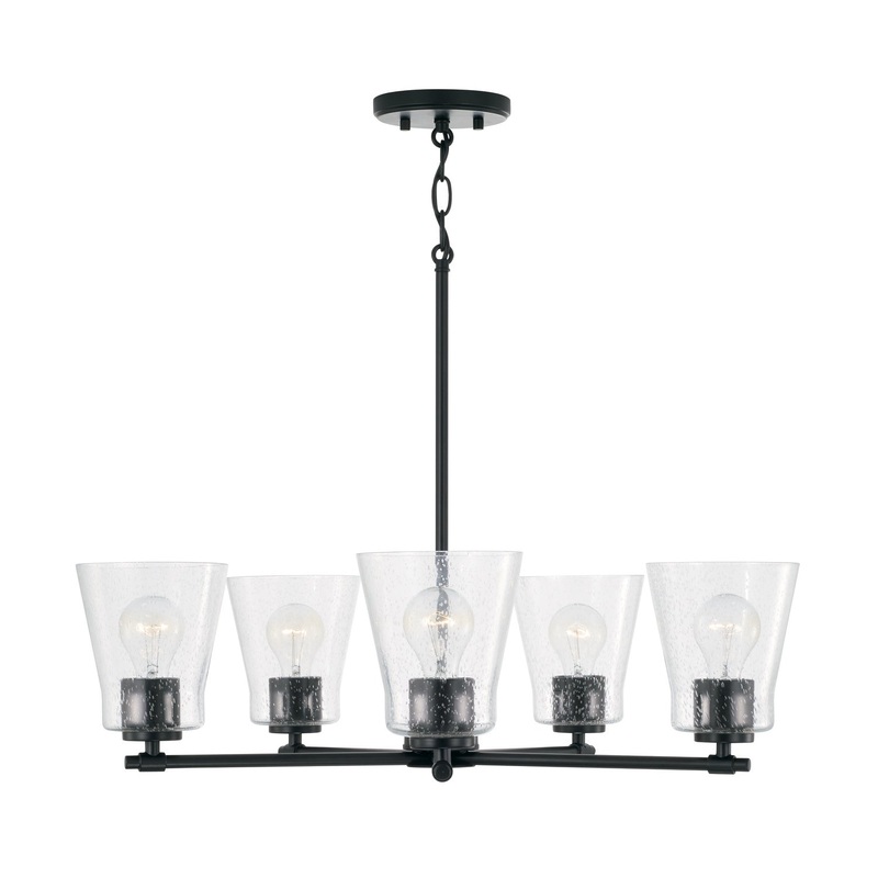 Five Light Chandelier from the Baker Collection in Matte Black Finish by Capital Lighting
