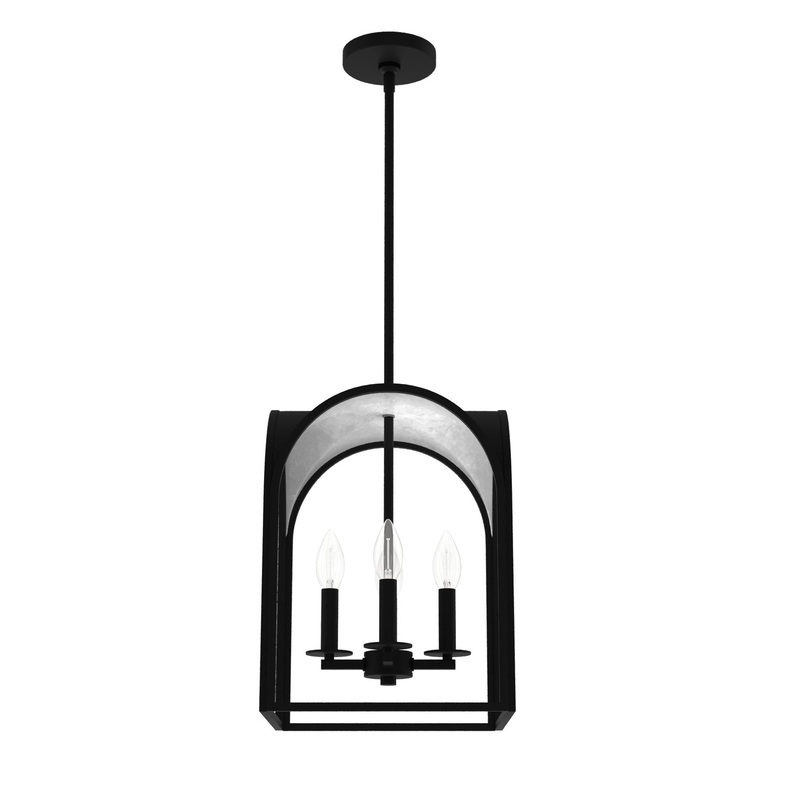 Four Light Pendant from the Dukestown Collection in Natural Black Iron Finish by Hunter