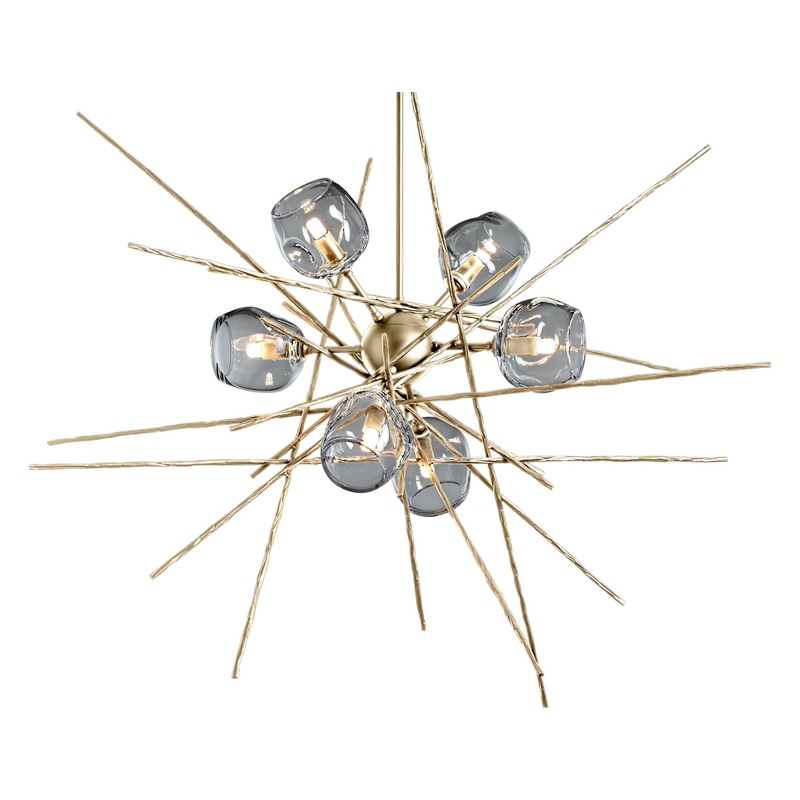 Griffin Starburst Pendant Modern Brass Cool Grey Glass (YL)