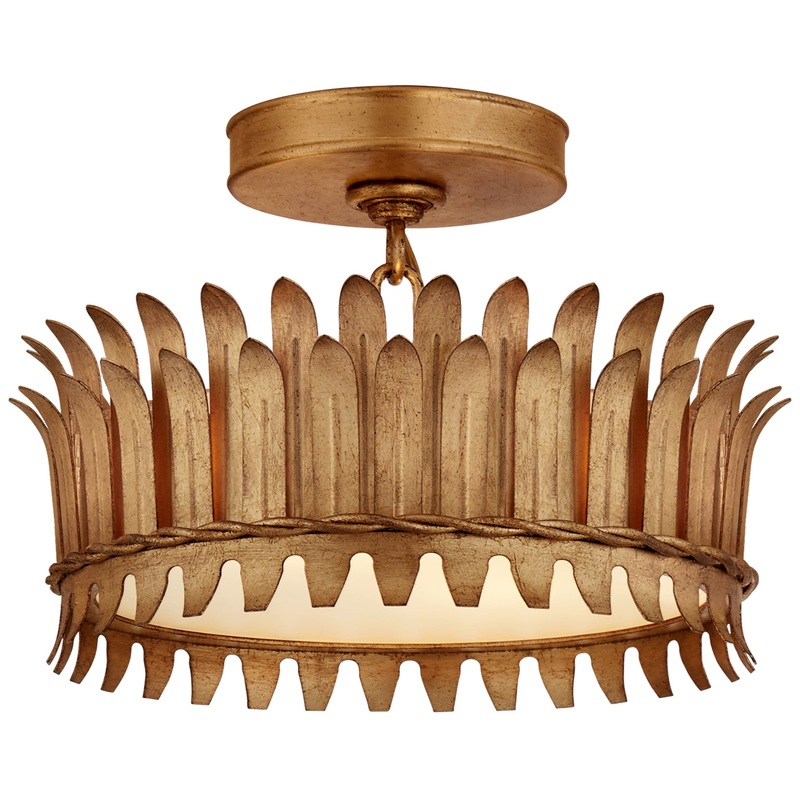LED Semi-Flush Mount from the Leslie Collection in Gilded Iron Finish by Visual Comfort Signature