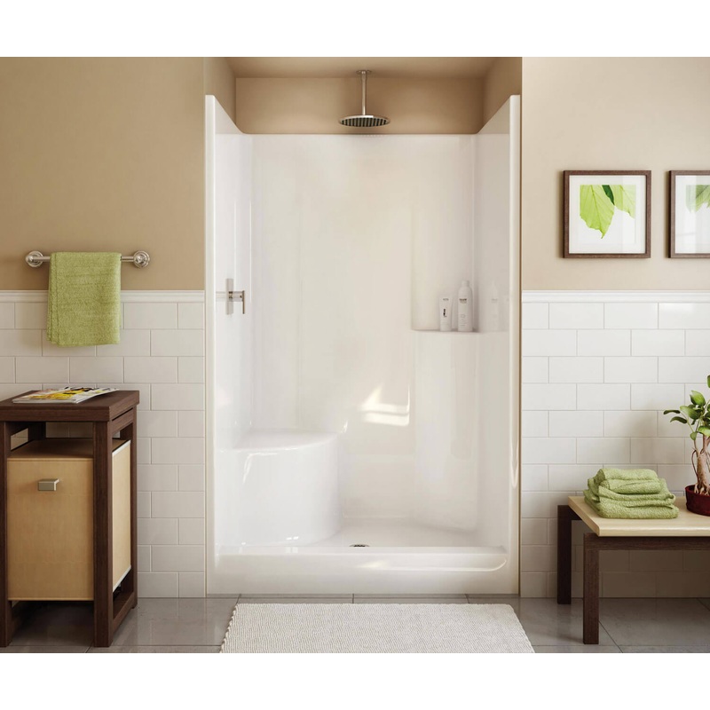 MAAX 102677-000-002-001 Evergreen 48 x 37 AcrylX Alcove Center Drain One-Piece Shower in White
