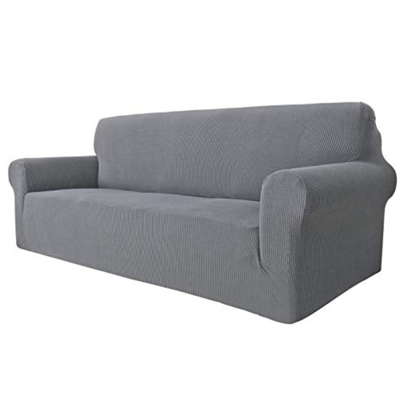 MAXIJIN Fodera per Divano Super Elasticizzata per 3 posti, 1 Pezzo Fodera per Divano Jacquard Protezione per mobili Cani Pet Friendly Fodera per Divano Aderente (3 Posto, Grigio Chiaro)