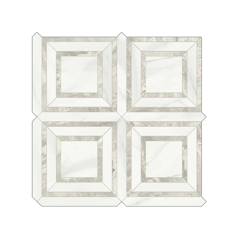 Mayfair Volakas Grigio Piazza Polished Porcelain Mosaic. 1 Sheet = .96 Sq. Ft.