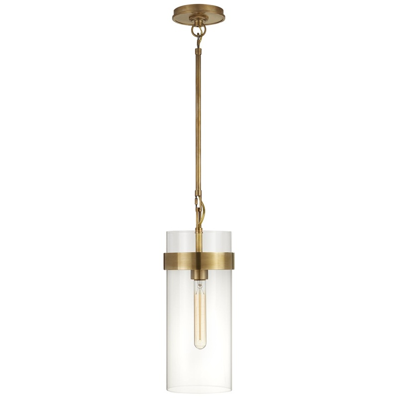 One Light Pendant from the Presidio Collection in Hand-Rubbed Antique Brass Finish by Visual Comfort Signature