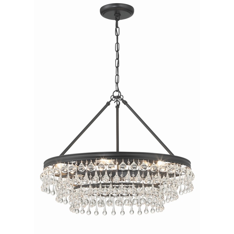 Six Light Chandelier from the Calypso Collection in Matte Black Finish by Crystorama