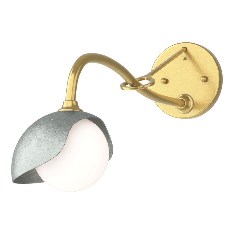Brooklyn 1-Light Single Shade Long-Arm Sconce Modern Brass Vintage Platinum