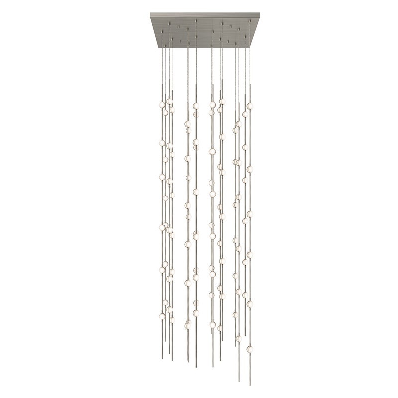 Constellation Andromeda 24″ Square LED Pendant Satin Nickel with White Optical Acrylic 2700K 20′ Adjustable Cord