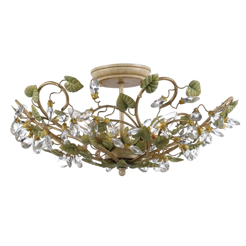 Crystorama 4840-CT Josie Five Light Semi Flush Mount Champagne Green Tea