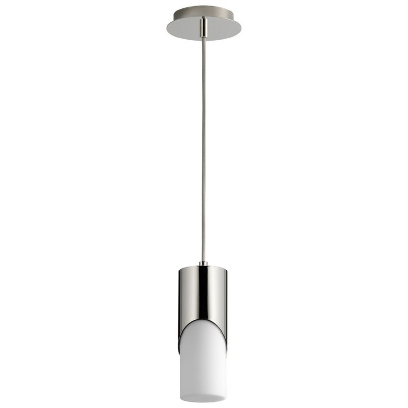 Ellipse Single-Light Short 3.5″ Mini Pendant with Glass Shade – Polished Nickel